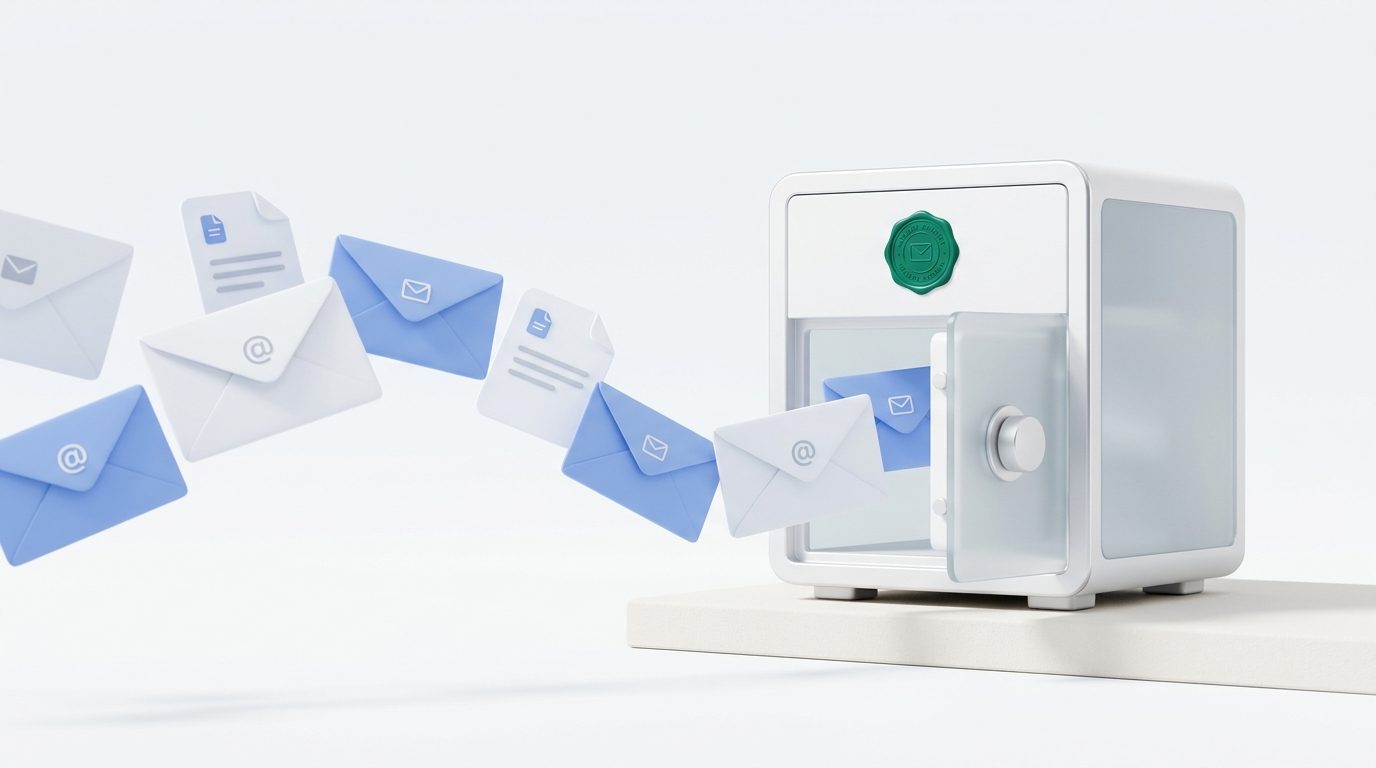 flux d'e-mails scellés dans le coffre archivia